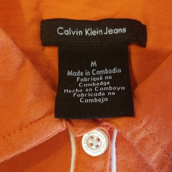Soft lightweight orange polo shirt Calvin Klein - Picture 5 of 8